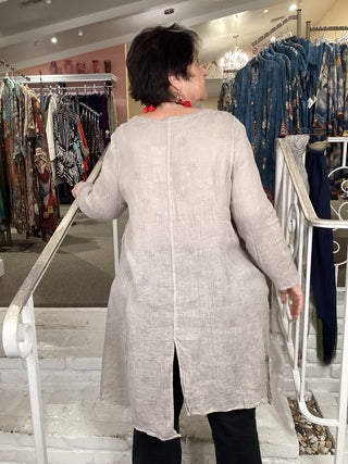 SPLIT TUNIC - BEIGE CRINKLE