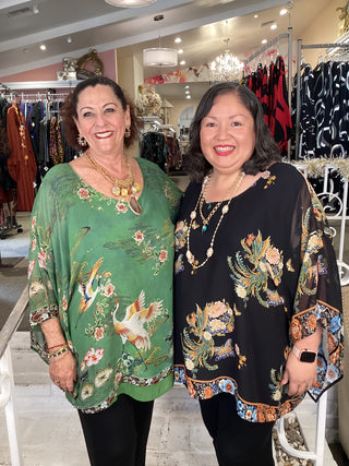SILK TUNIC -BUTTERLY FLOWERS