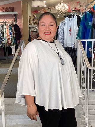 2441 Cocoon Cape Top - White