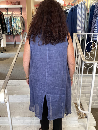 THREAD GAUZE DRESS - BLUE