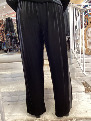 VELVET SATIN TUX PANT - BLACK