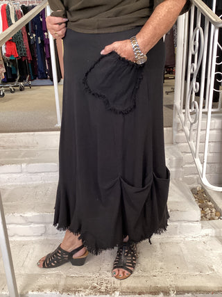 FRINGE SKIRT - BLACK