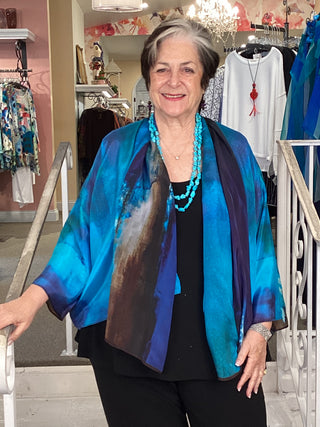 Silk Kimono Jacket - Midnight Blue