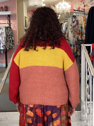 AS945R PATCH CARDIGAN - RUBY