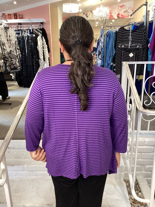 STRIPED 2 PKT TEE -AMETHYST