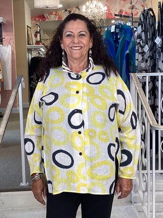 Issey Top - Yellow/Black Circles