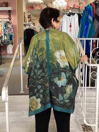Silk Long Kimono - Wild Rose