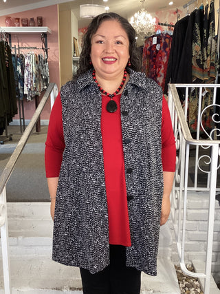 KNIT WIRE COLLAR VEST- DOTS