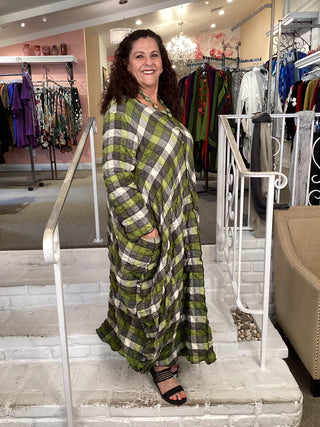 GREEN PLAID PODRAY DRESS