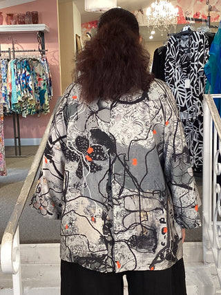 V NECK JACKET/BLOUSE- GRAFFITI