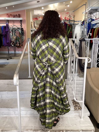 GREEN PLAID PODRAY DRESS