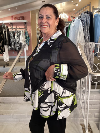 CHIFFON OVERLAY BLOUSE - APPLE