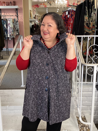 KNIT WIRE COLLAR VEST- DOTS