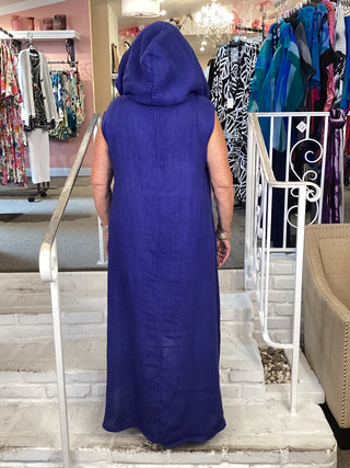 SLEVELESS COWL DRESS - BLUE