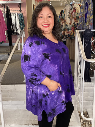 3/4 Kora Tunic - Block Purple