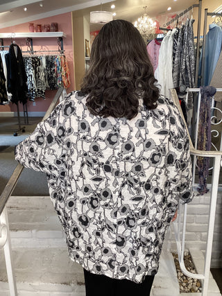 CRINKLE JACQUARD SHIRT -FLOWER