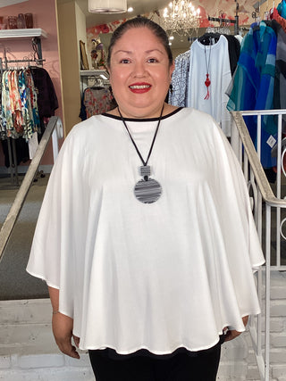 2441 Cocoon Cape Top - White