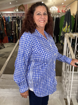 BLOUSE - CORNFLOWER CHECK