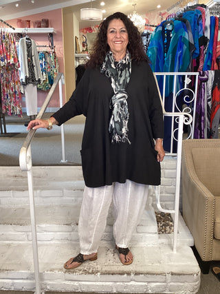 COTTON 2 PKT TUNIC - BLACK