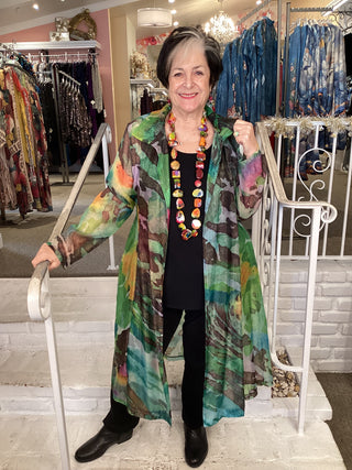 FLORAL FLING DUSTER - GREEN