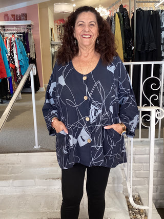 ABSTRACT HAND JKT/TUNIC - NAVY
