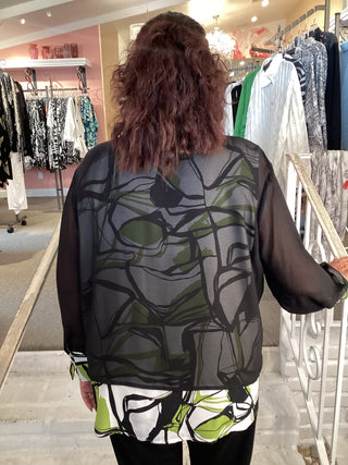 CHIFFON OVERLAY BLOUSE - APPLE