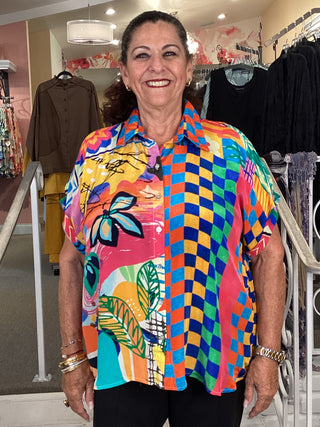 S/S SILK VISCOSE SHIRT-SCRIBLE
