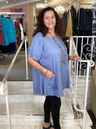 DOUBLE PKT TOP - DENIM