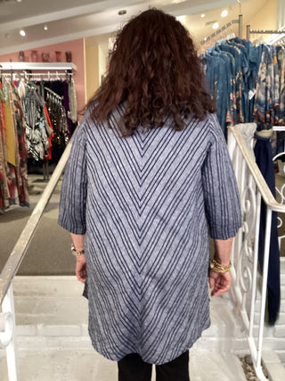 CIRCLE PKT STRIPE TUNIC- BLUE