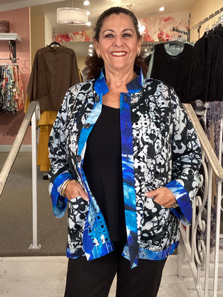 REVERSIBLE  STAND COLLAR JKT - BLUE