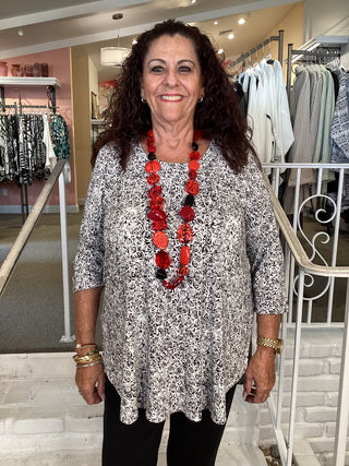 3/4 JAZZ TUNIC - BW ROSETTE