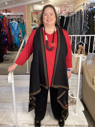 SWING EMBROIDERED VEST - BLACK