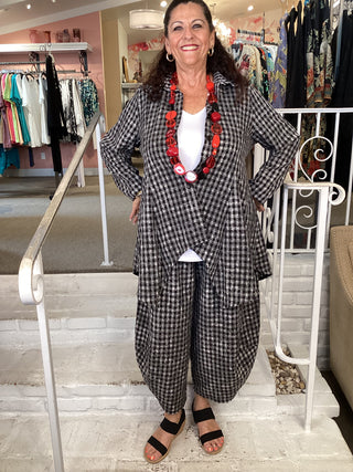 GT1591 CHECK BUTTON TUNIC