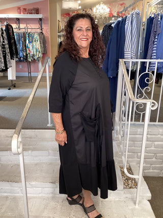 COTTON POCKET FUN DRESS - BLAC