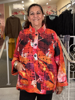 REVERSIBLE STAND COLLAR JKT- ROSE RED