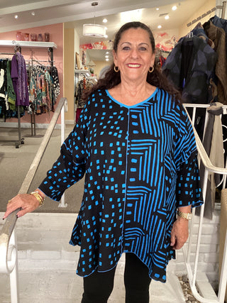 KIANA 3/4 TUNIC - BLUE/BLK