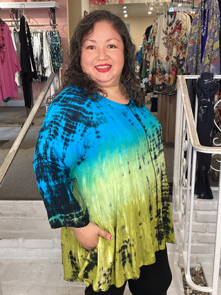 S/S KIANA TOP - DD TURQ/CHARTR