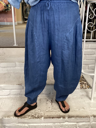 LINEN BAG PANT - BLUE