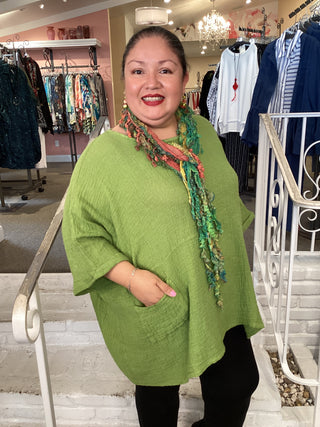 ROZA 2 POCKET TOP - MATCHA