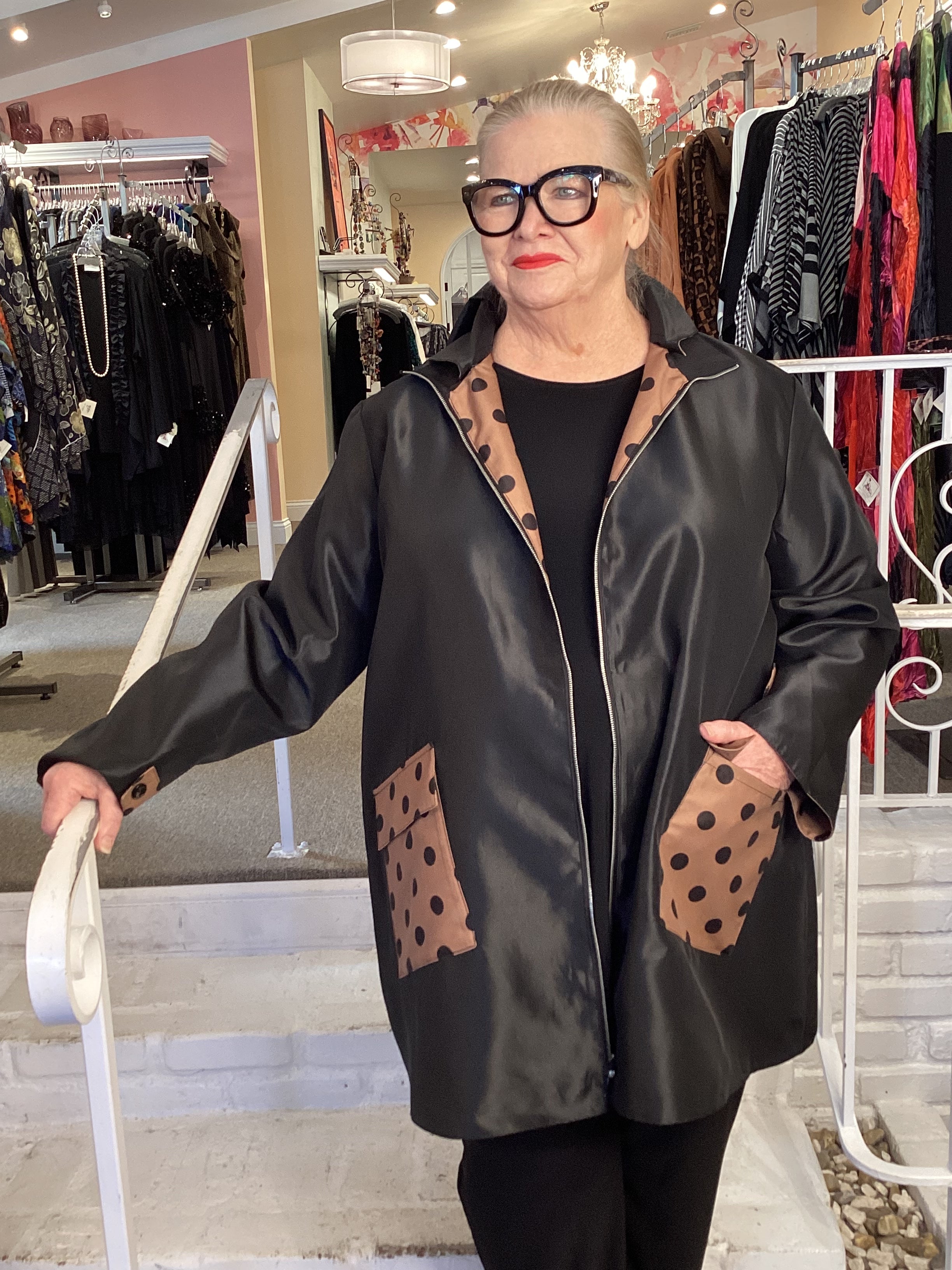 REV. RAINCOAT BROWN DOT Abundance Plus Size Boutique