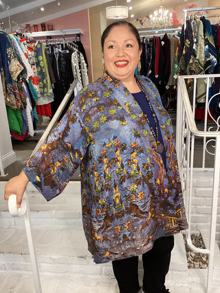 OPEN KIMONO - FLOWER OVER WATE