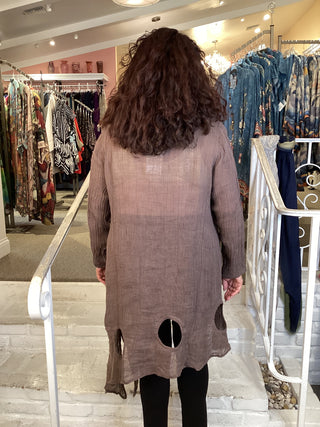 CRINKLE WHOLY TUNIC - BROWN