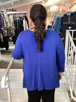 STRIPED 2 PKT TEE - SAPPHIRE