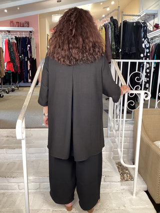COWL NECK TUNIC - BLACK SAHARA