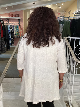 V NECK ELBOW POCKET - CREAM