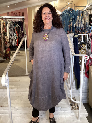 DRESS - GREY CRINKLE