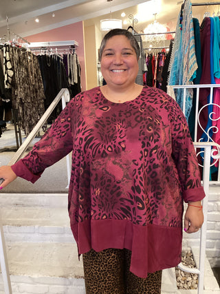 LEOPARD TUNIC - BURGANDY