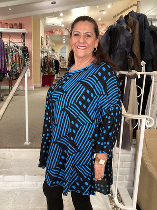 KIANA 3/4 TUNIC - BLUE/BLK