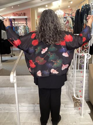 Silk Kimono Jacket - Noir