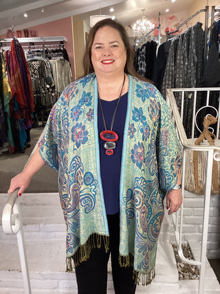 REVERSIBLE DUSTER - 2E TURQ